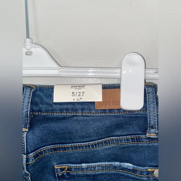 NWT Judy Blue Jeans Womens Size 5/27 Skinny Fit Mid Rise Denim Frayed Tulip Hem - Picture 7 of 11
